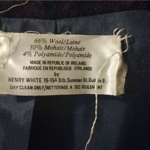 Henry White Dublin Ireland  purple/blue plaid wool and mohair coat size 16 - Picture 7 of 12